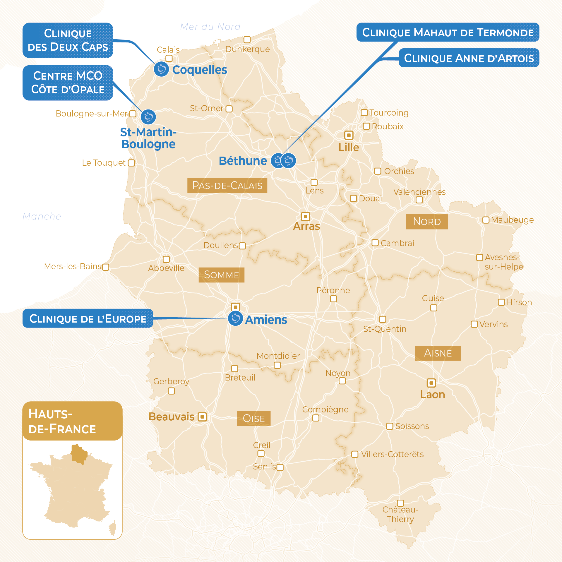 Carte régionale - Hauts-de-France - Vivalto Santé